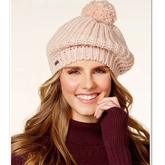 Steve Madden Accessories - NWT Steve Madden Ribbed Beanie Blush Pom Pom's